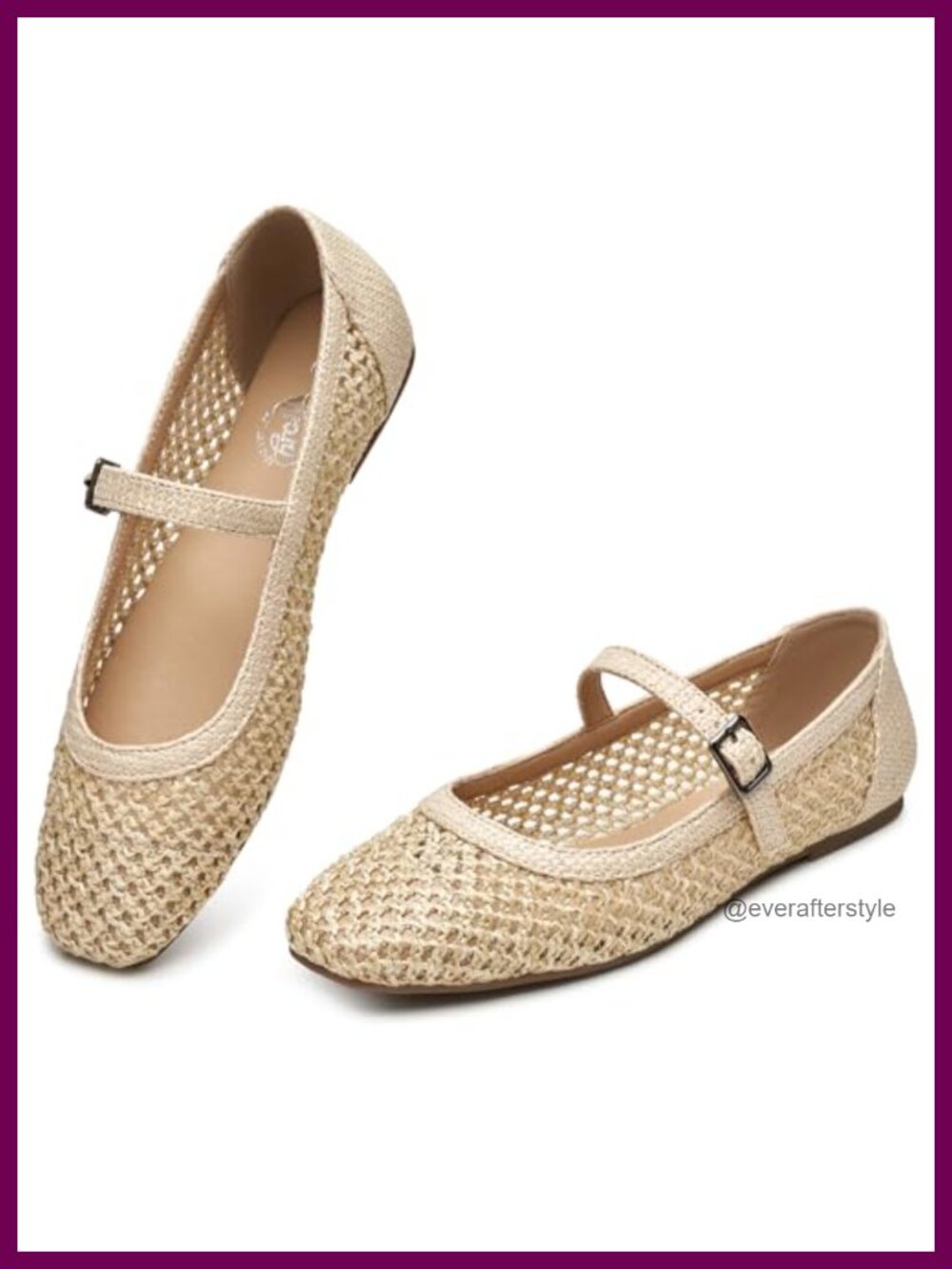 Woven Mary Jane Flats Comfortable Memory Foam Buckle Strap Women's Shoes